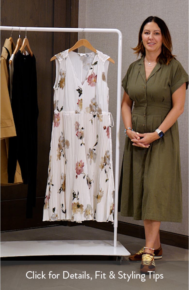 Wilted Peony Print Pleated Dress, sales video thumbnail