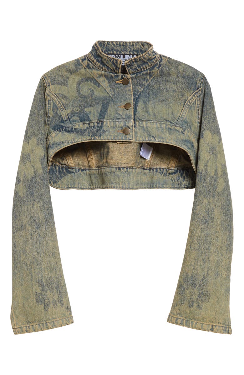 Paolina Russo Denim Bolero Jacket, Alternate, color, Sand