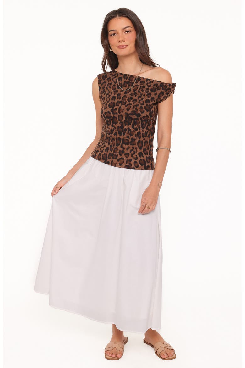 Maelis Leopard Print One-Shoulder Top, Alternate, color, BROWN