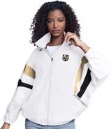 G-III SPORTS BY CARL BANKS Women's G-III Sports by Carl Banks  White Vegas Golden Knights Game News Oversized Full-Zip Hoodie Jacket