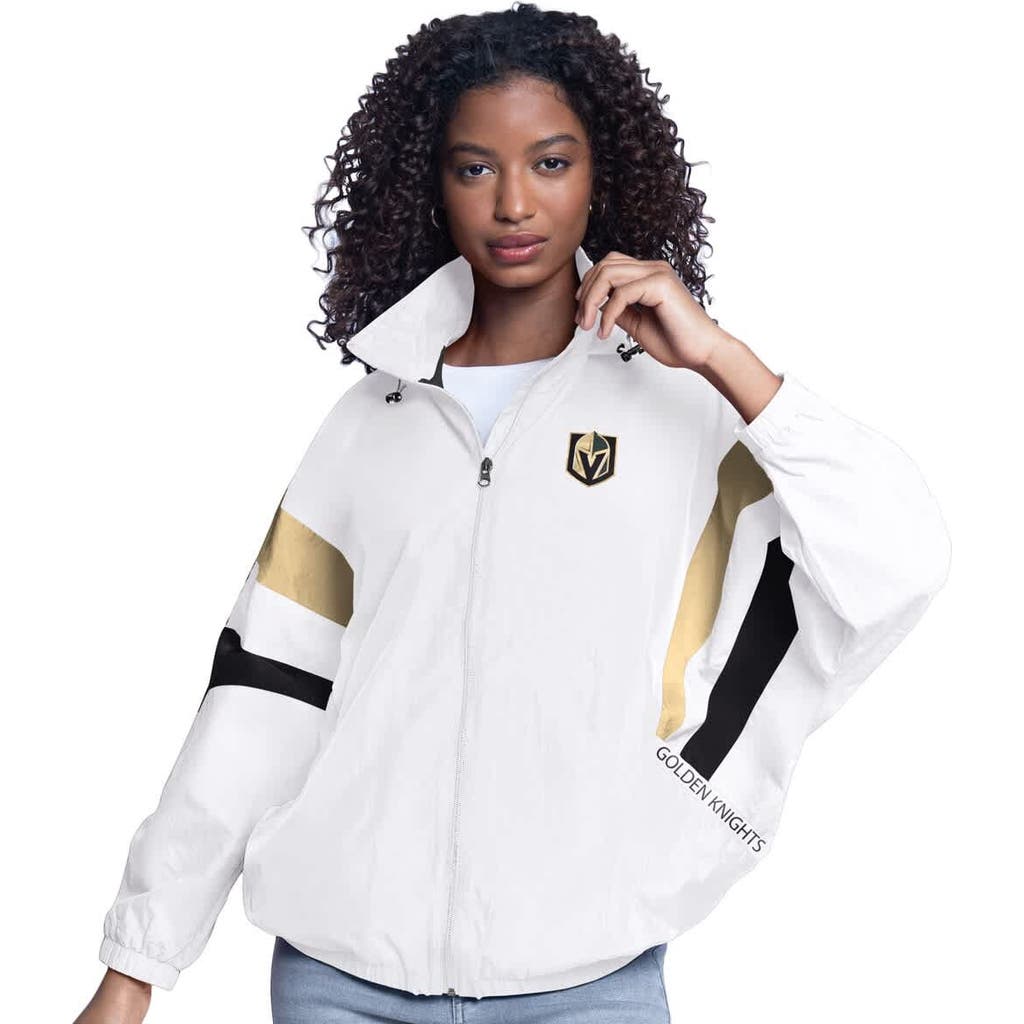G-iii Sports By Carl Banks White Vegas Golden Knights Game News Oversized Full-zip Hoodie Jacket