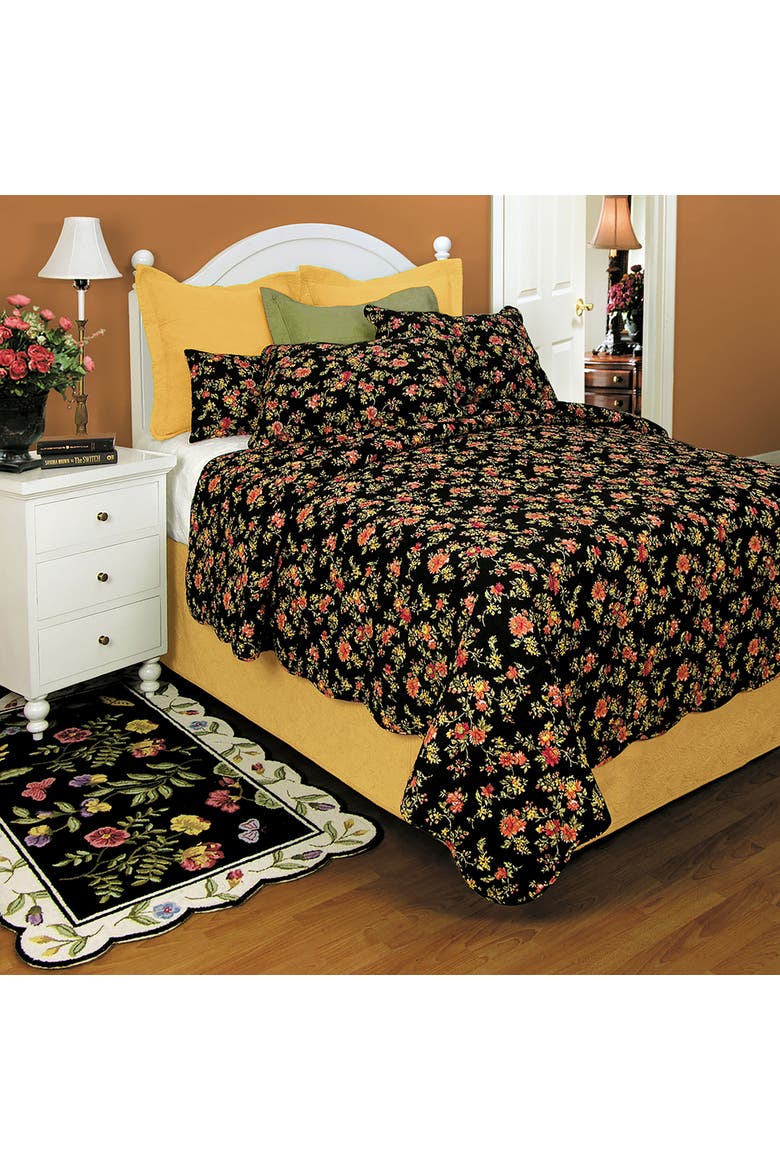 Montego Stripes Bed Skirt, Main, color, Black