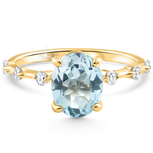 Bliss Diamond 2 1/4ct Oval Blue Topaz Diamond Ring Or Gold Lab Grown In 10k White Gold