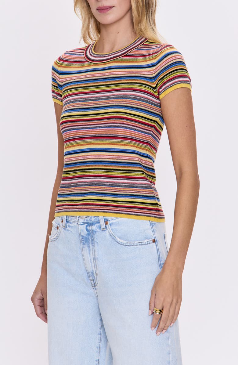 Pistola Selene Stripe Cotton Short Sleeve Sweater, Alternate, color, 
