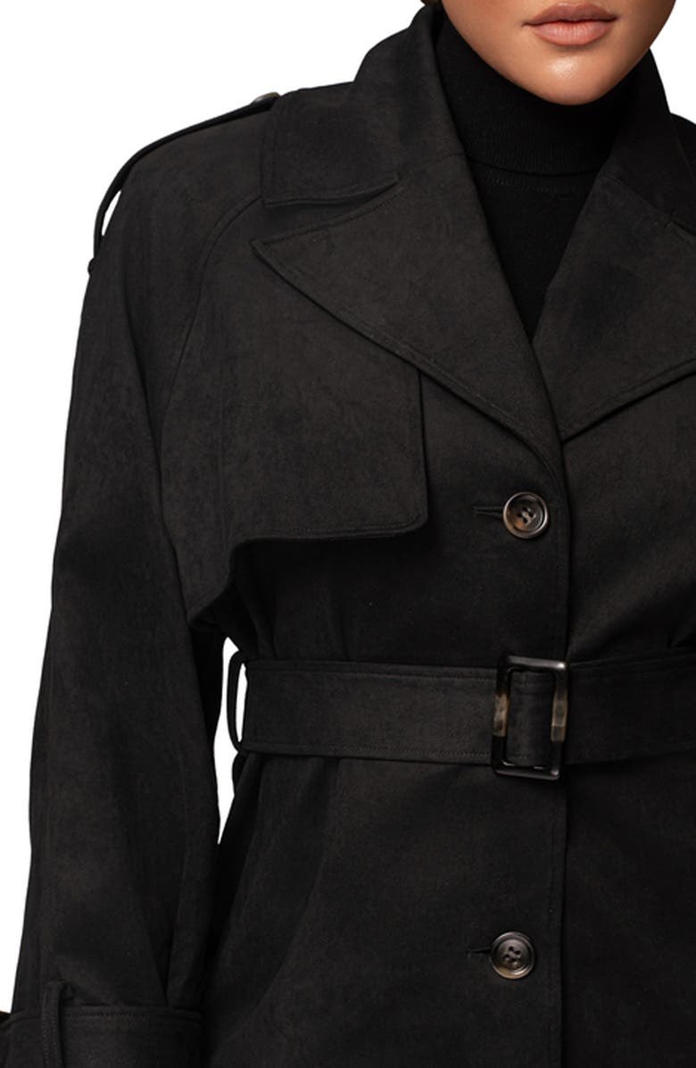 JLUXLABEL Nightfall Belted Suede Jacket, Alternate, color, Black