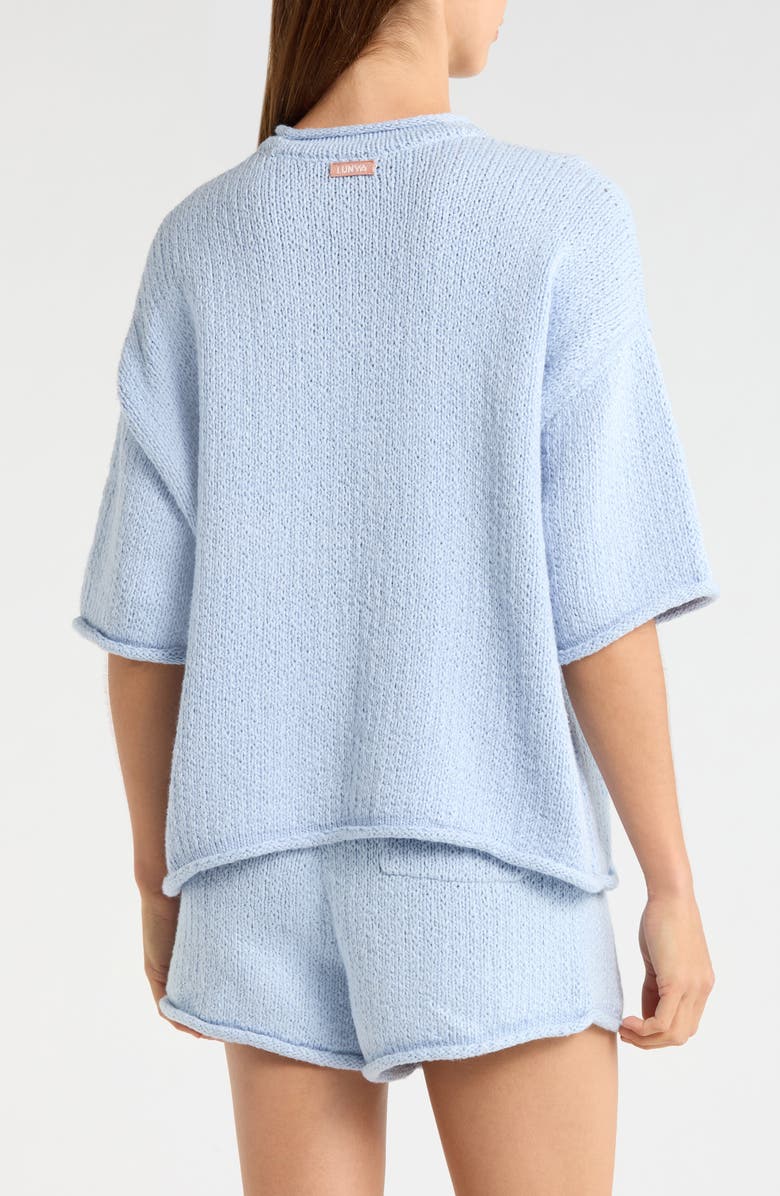 Lunya Cloud Cotton Short Sleeve Sweater, Alternate, color, Whisper Blue