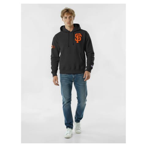 Men's Champion Black San Francisco Giants Reverse Weave Chenille Hoodie