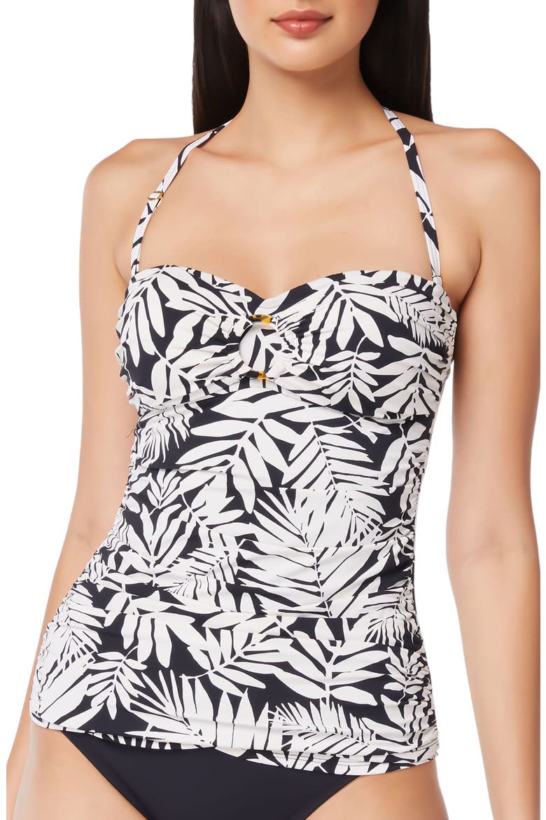 Oasis Draped Ring Bandeau Tankini Top, Main, color, BLACK