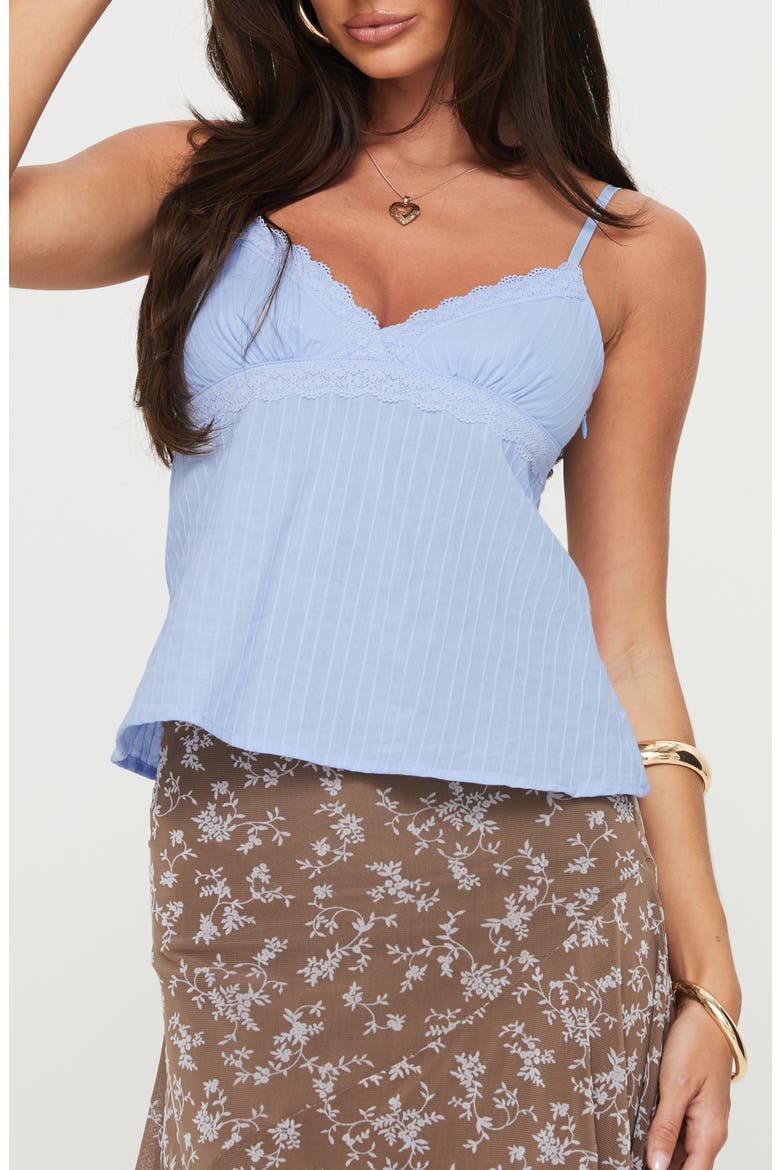 Lunya Lace Trim Camisole, Main, color, BLUE
