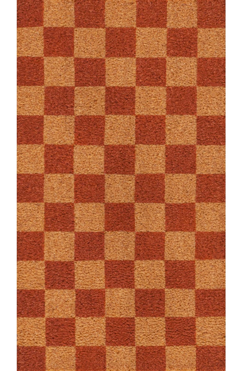 JONATHAN Y Peater Classic Casual Commerical Natural Coir Indoor/Outdoor Mat, Alternate, color, Natural Red Checker
