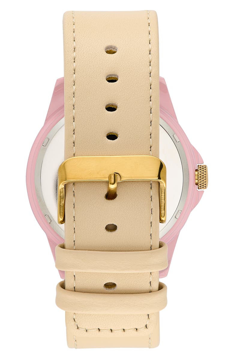 SPGBK Watches Pink Lemonade Leather Strap Watch, 44mm, Alternate, color, Candy Pink