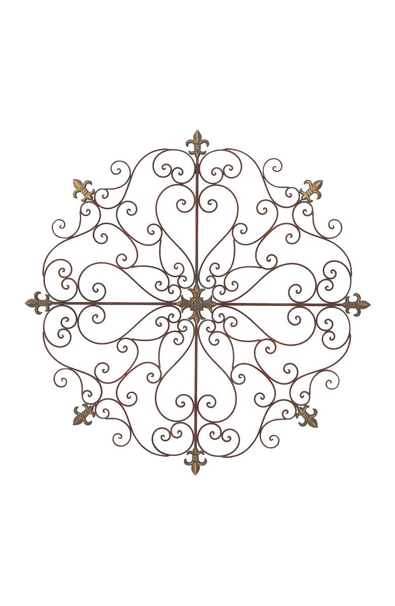 SONOMA SAGE HOME Bronze Rustic Fleur-De-Lis Metal Wall Decor, Main, color, 