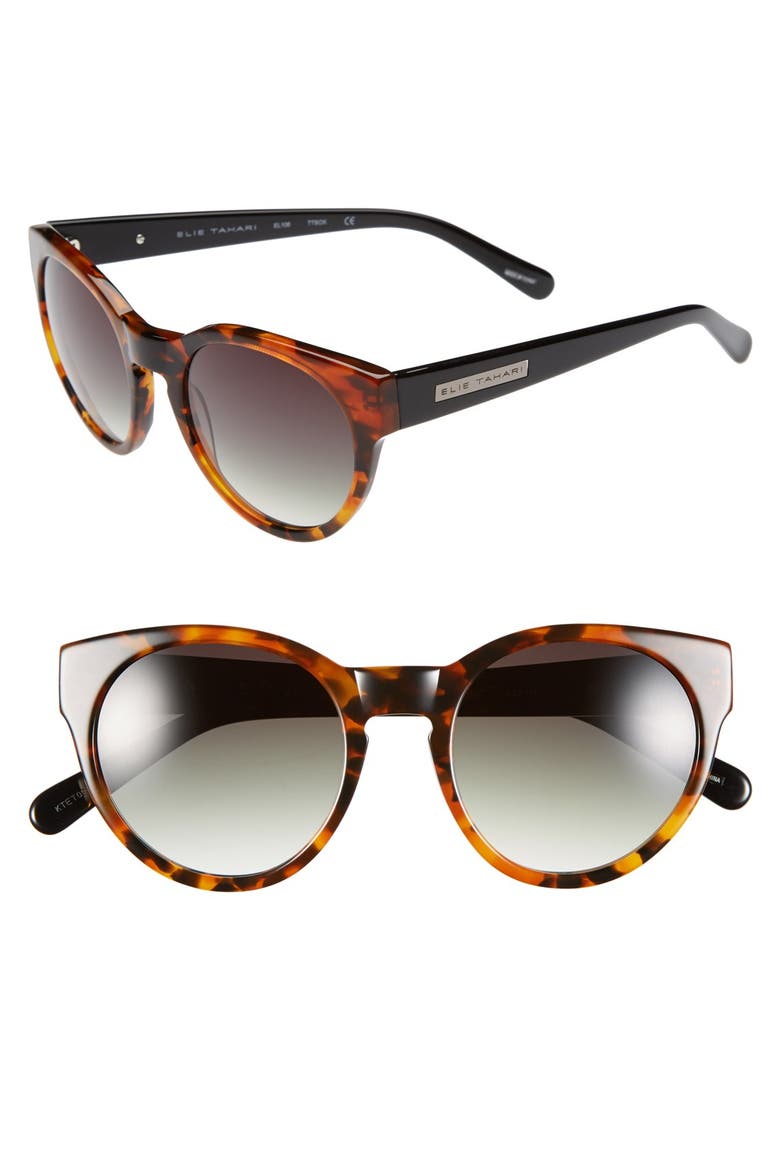 52mm Retro Sunglasses, Main, color, TOBACCO TORTOISE/ BLACK