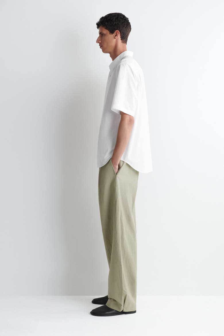 Relaxed Cotton Short-sleeved Shirt, Alternate, color, WHITE