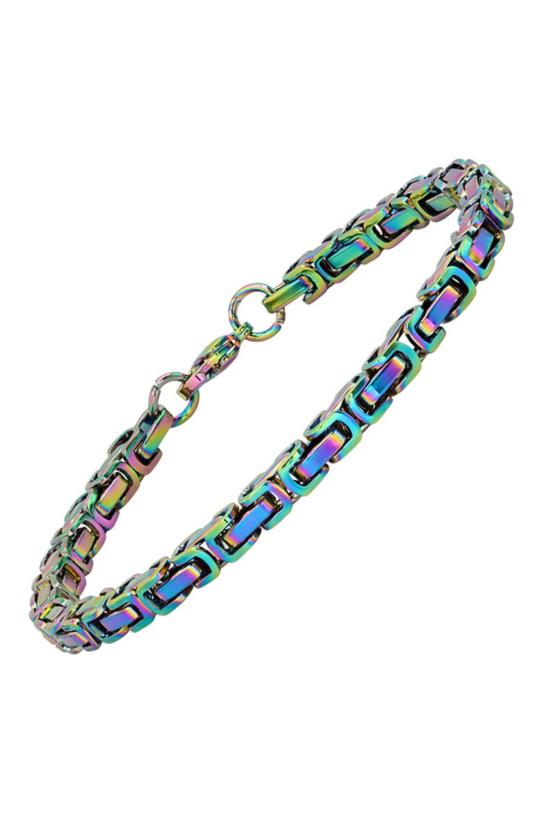 Men's Rainbow IP Stainless Steel Chain Bracelet, Alternate, color, MULTI