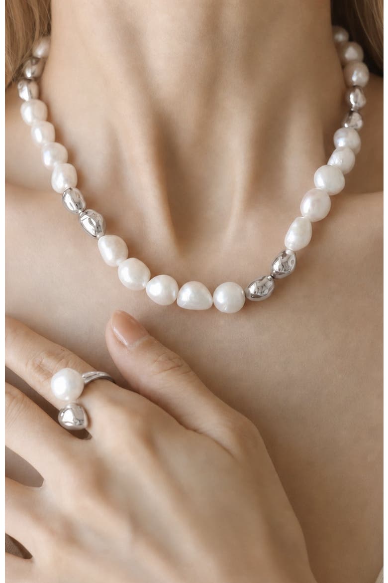Eden Pearl Necklace, Alternate, color, Silver