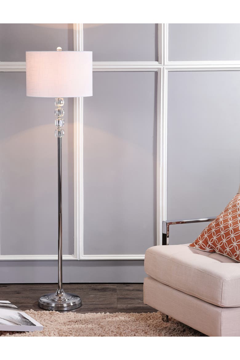 Aubrey Crystal / Metal LED Floor Lamp, Main, color, Clear/Chrome