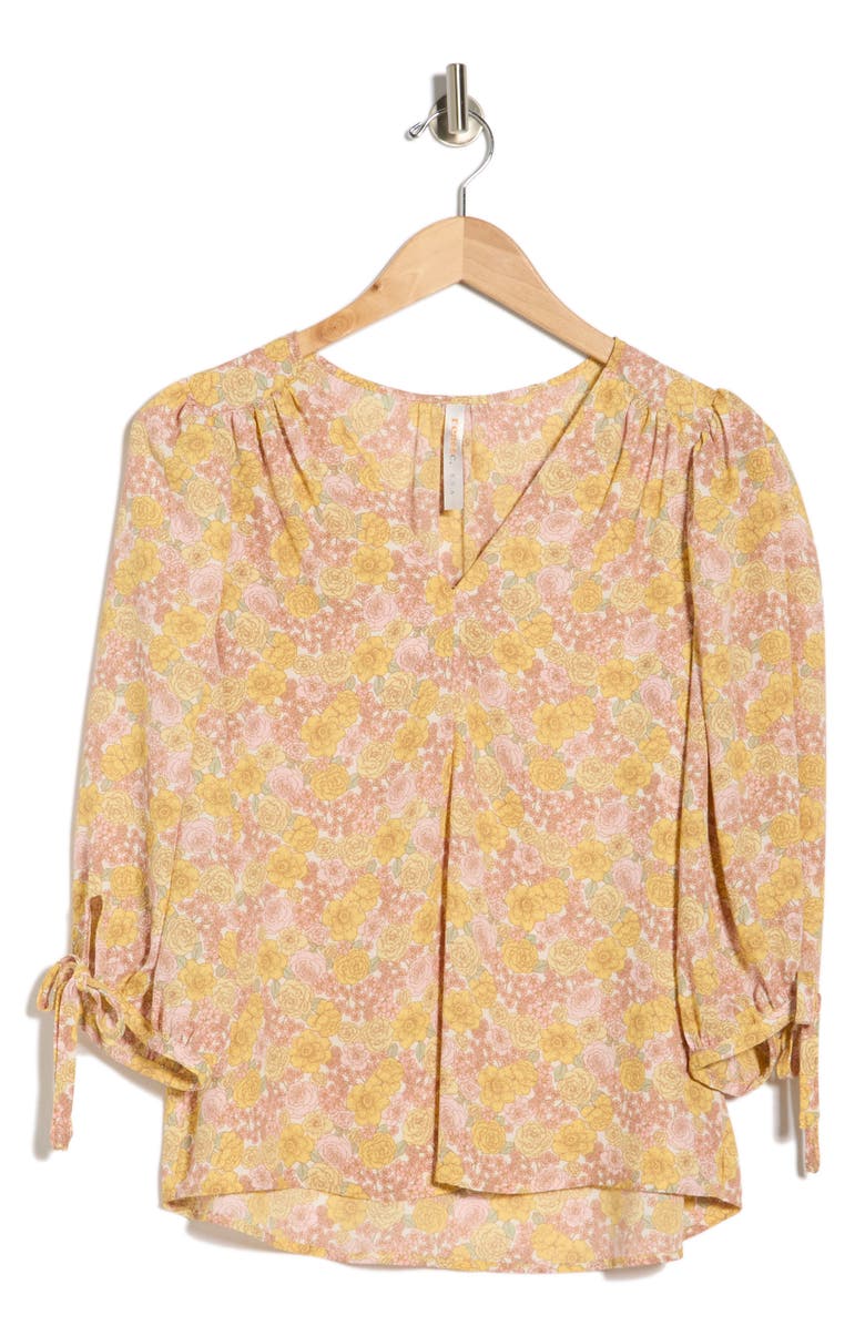 Renee C Tie Cuff Floral Top, Main, color, 