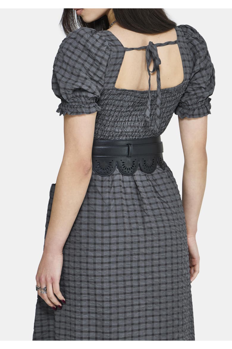 Nimira Check Handkerchief Hem Midi Dress, Alternate, color, Grey