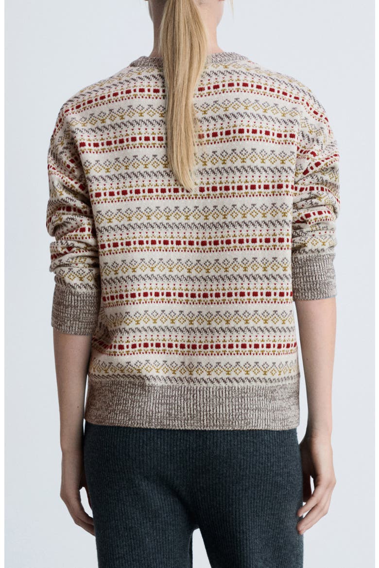 Geometric Jacquard Crewneck Sweater, Alternate, color, GREY
