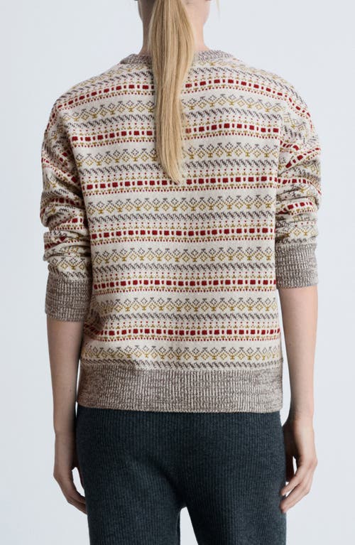 Mango Geometric Jacquard Crewneck Sweater In Grey
