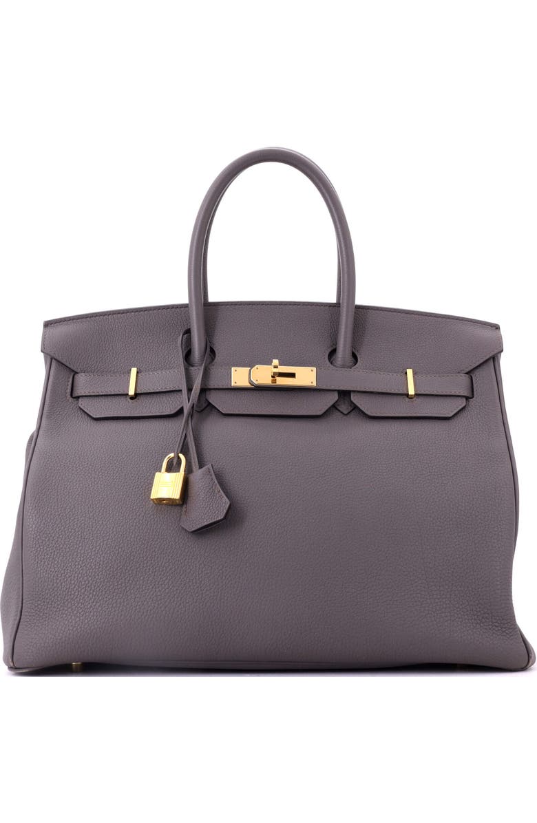 Pre-Owned Hermes Birkin Handbag Grey Togo with Gold Hardware 35, Main, color, Etain