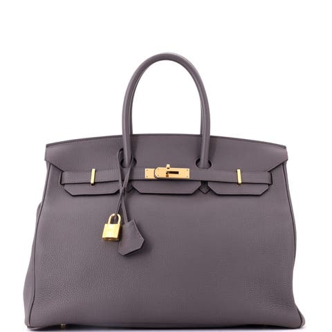 Birkin Handbag Grey Togo with Gold Hardware 35