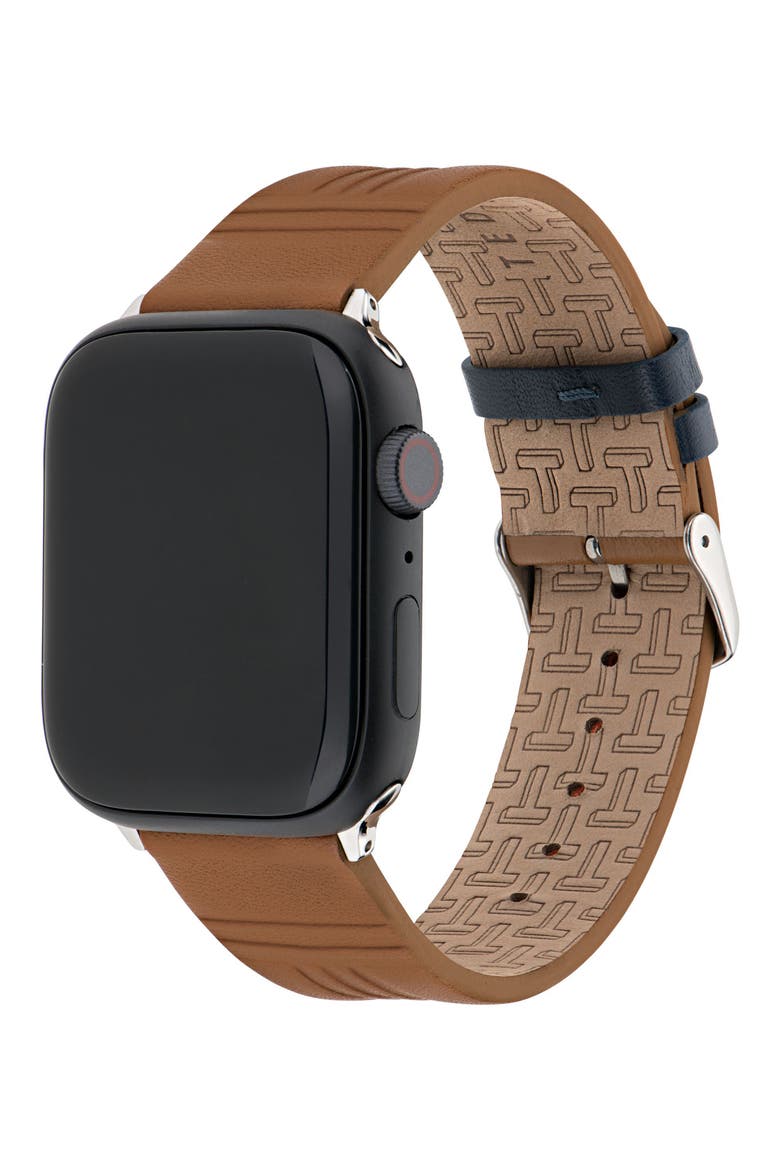 Leather Apple Watch® Watchband, Alternate, color, BROWN