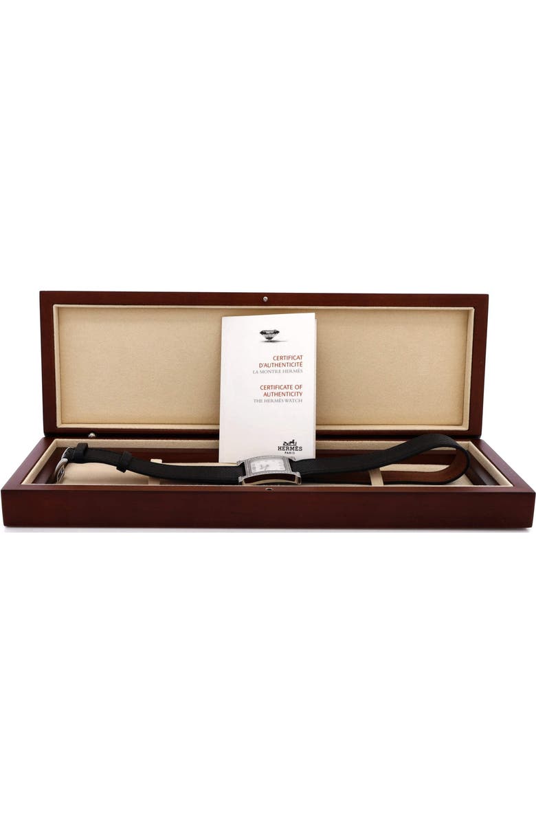 Pre-Owned Hermes Heure H Quartz Watch Stainless Steel and Leather with Diamond Bezel and Markers and Mother of Pearl 26, Alternate, color, Silver