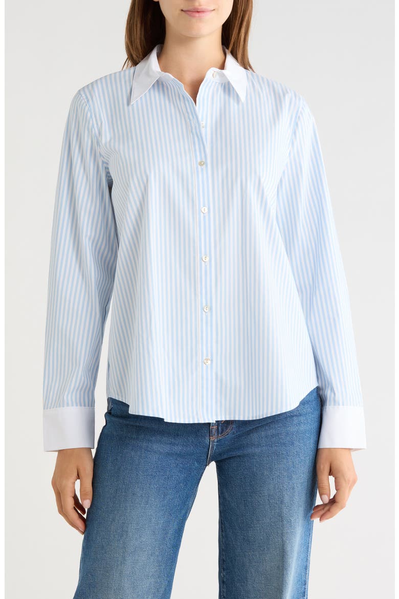 Ellery Striped Button Shirt, Main, color, SCARLET RED/ LIGHT BLUE MULTI