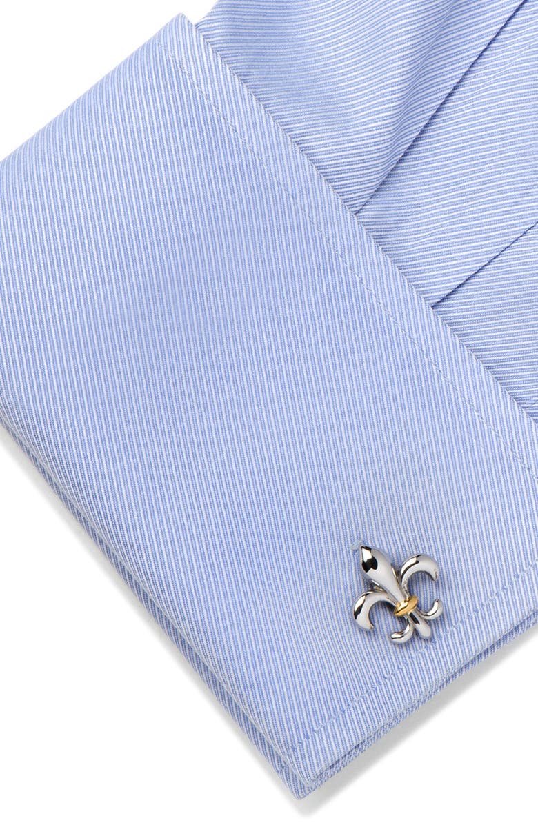 Cufflinks, Inc. Two-Tone Fleur De Lis Cuff Links, Alternate, color, Silver