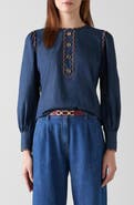 LK Bennett Jenny Scallop Denim Top