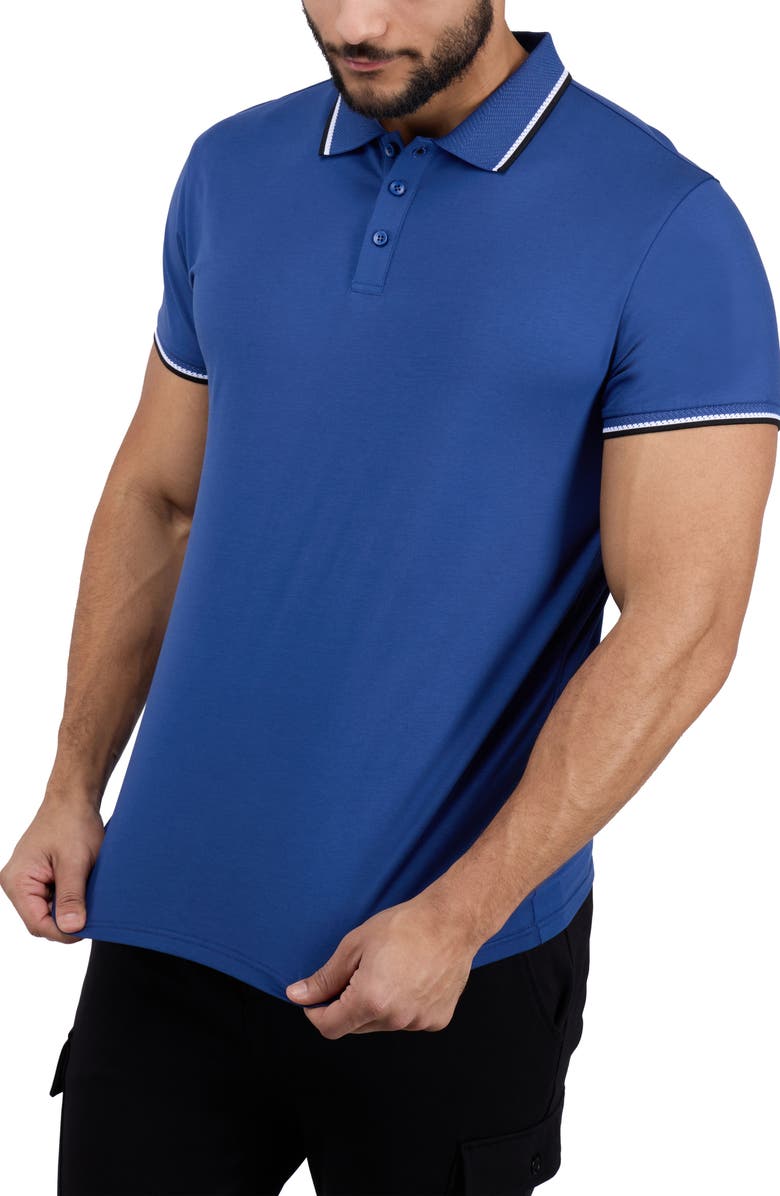 XRAY Texture Cotton Knit Polo, Alternate, color, True Blue/ Black