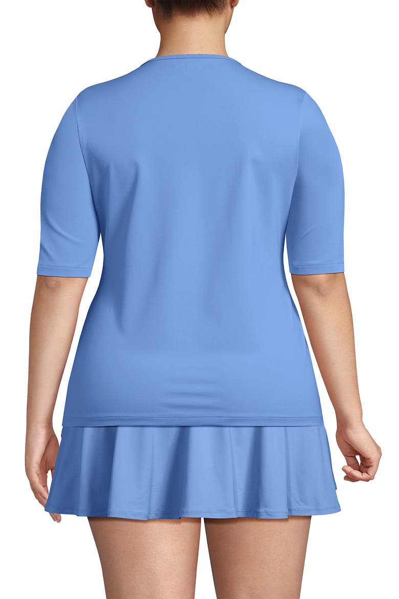 SunShade UPF 50 Elbow Sleeve Rash Guard Swim Tee, Alternate, color, Lake Blue