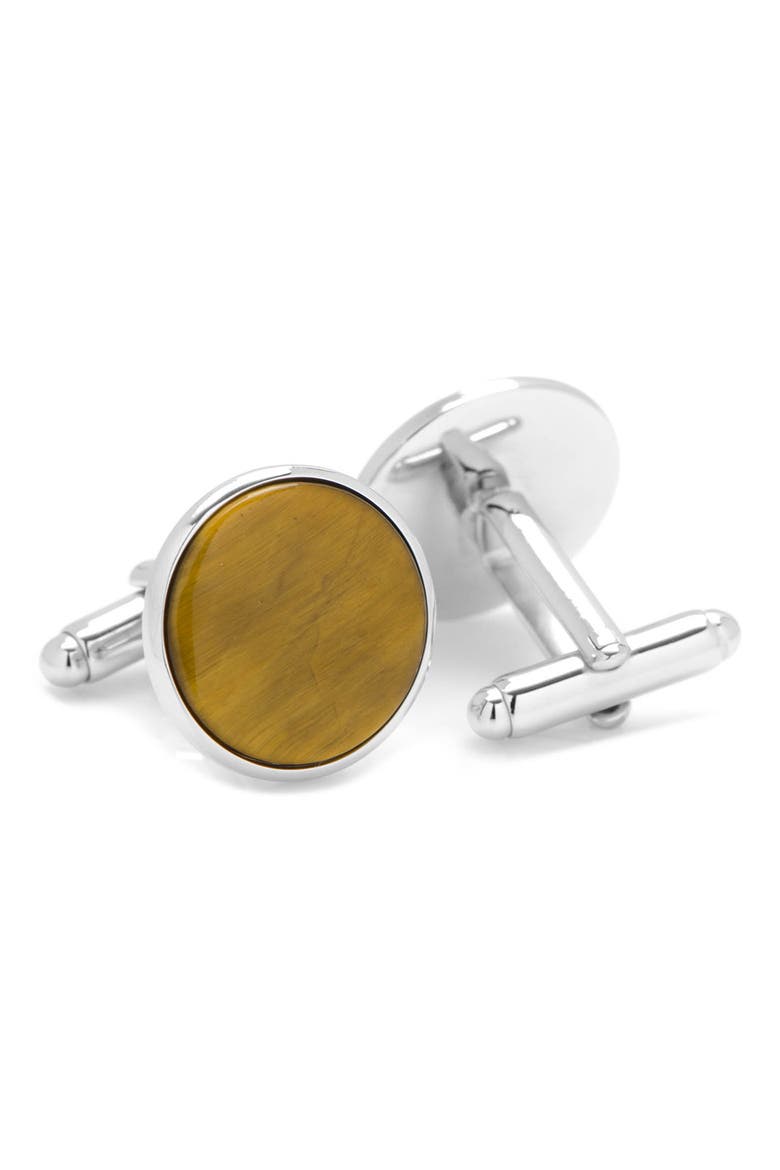 Tiger's Eye Cuff Links, Alternate, color, SILVER AND TIGERS EYE