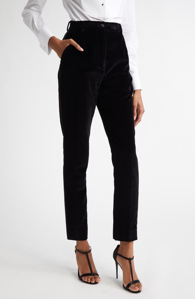 Dolce&Gabbana Tailored Velveteen Tuxedo Pants, Main, color, N0000 Nero