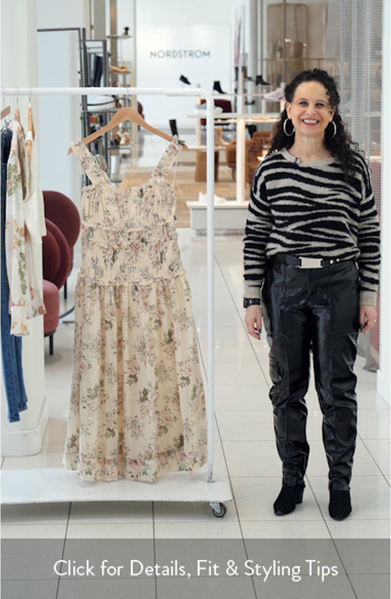 Floral Print Ruched Midi Dress, sales video thumbnail