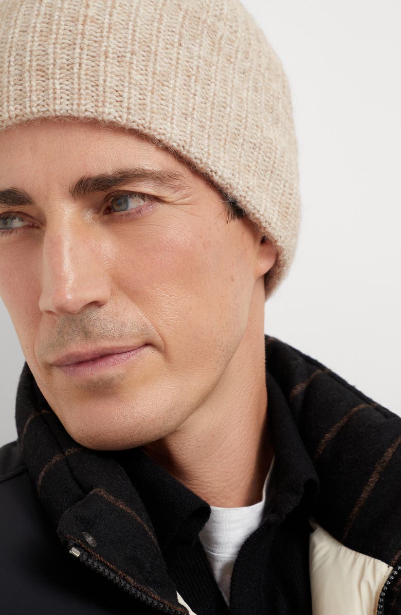 Brunello Cucinelli Virgin wool, alpaca and cashmere rib knit beanie, Alternate, color, 