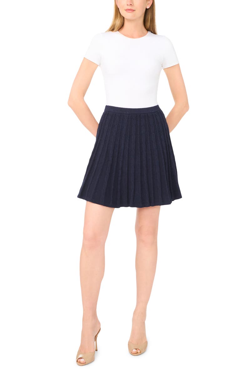 Ted Baker Cable Stitch Pointelle Sweater Miniskirt, Alternate, color, Classic Navy