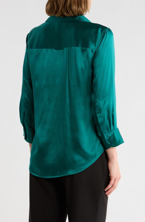 L Agence L'agence Dani Silk Charmeuse Blouse In Green
