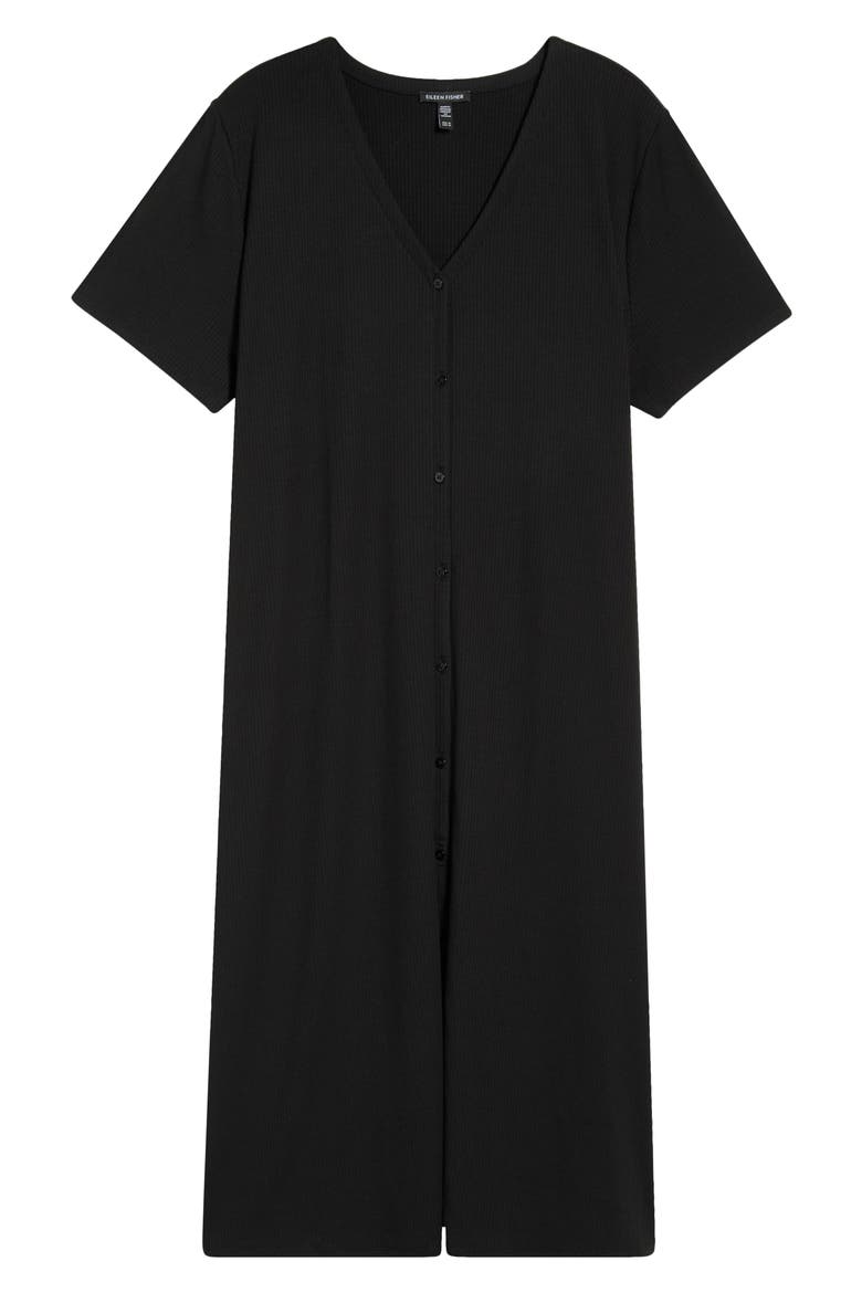 Ribbed V-Neck Dress, Alternate, color, BLACK