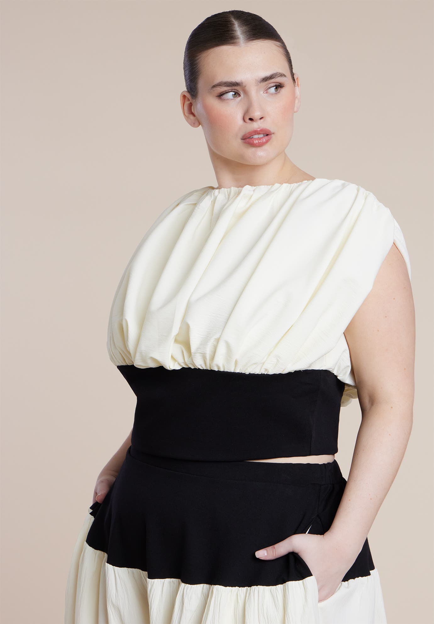 Combo Fabric Draped Top - image 2