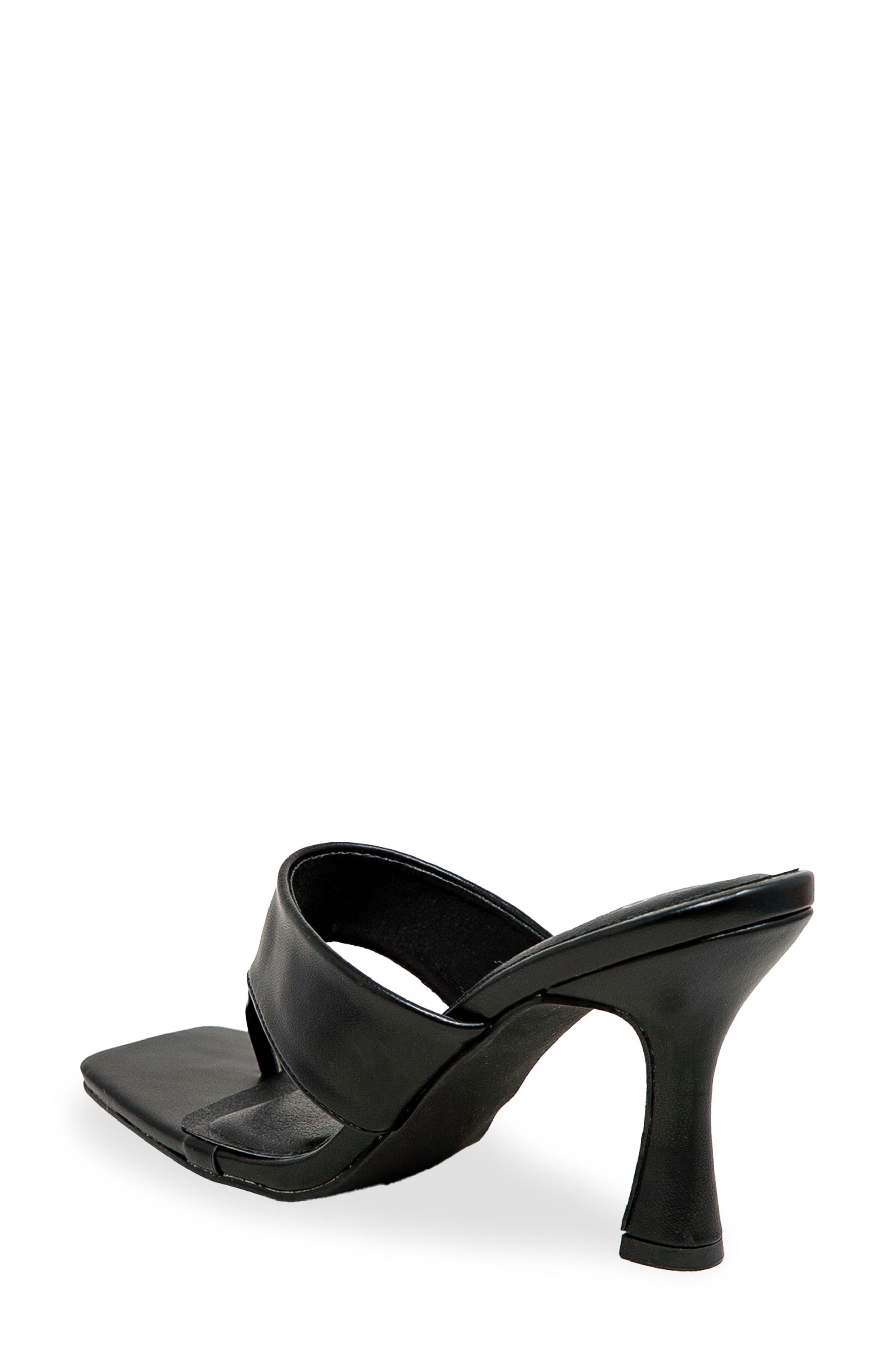 Cielle Thong Strap Flared Heel Sandal, Alternate, color, BLACK
