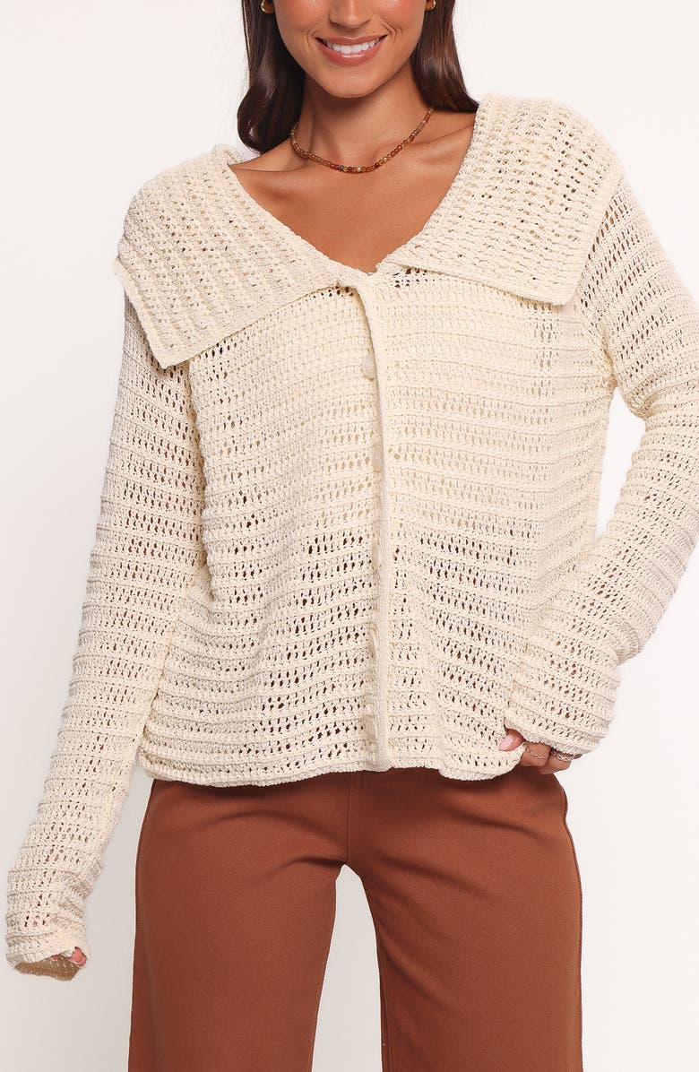 Petal & Pup Lyra Sheer Cardigan, Main, color, White