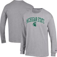 Champion Men's Champion Heather Gray Michigan State Spartans Arch Over Logo Long Sleeve T-Shirt