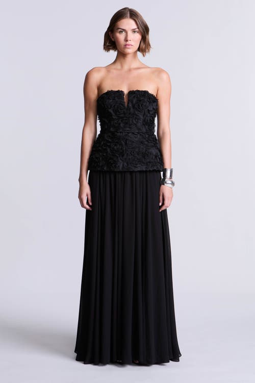 Bcbg 3d Floral Gown In Black