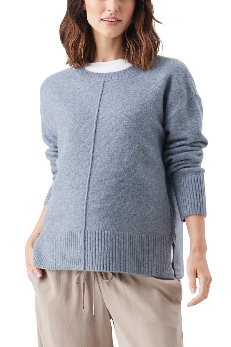 Eva Nursing Knit, Main, color, Blue Marle