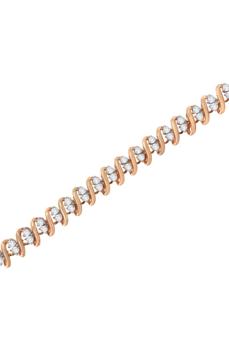 Haus of Brilliance 14KT Rose Gold Plated Silver Diamond S Link Tennis Bracelet, Alternate, color, Pink