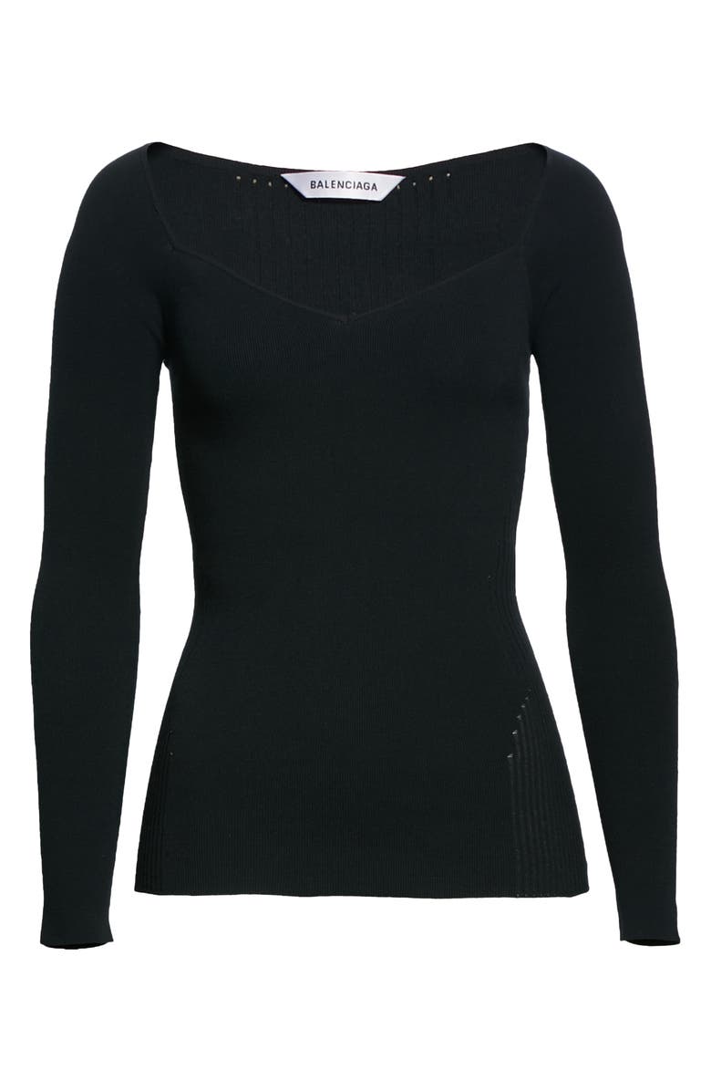 Balenciaga Sweetheart Neck Knit Top, Alternate, color, 