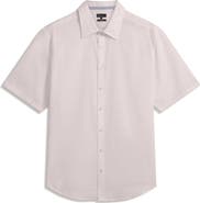 Ted Baker Wryte Regular Fit Short Sleeve Slub Linen & Cotton Button-Up Shirt